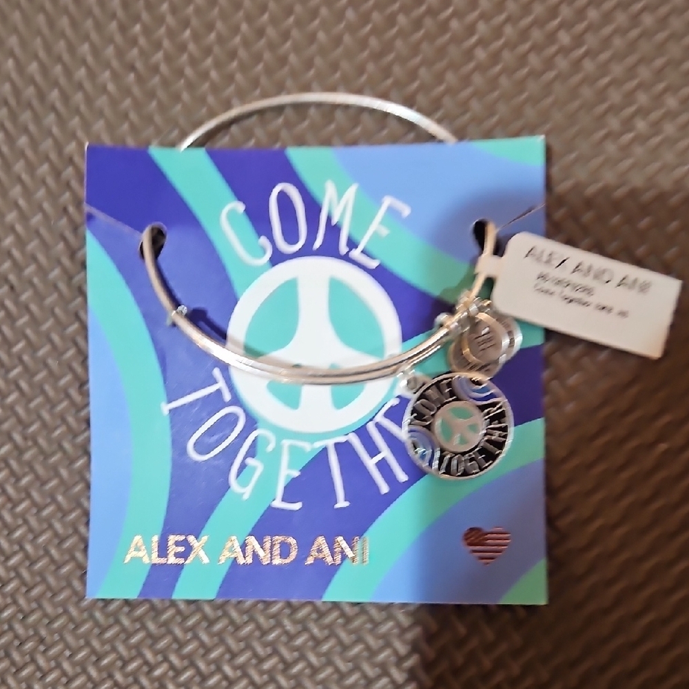 Alex and Ani Silver and Blue Beatles "Come Together" bracelet